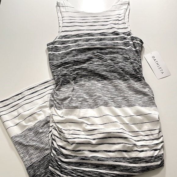 Athleta Ruched Stripe Midi Tank Dress Size M - Picture 4 of 12